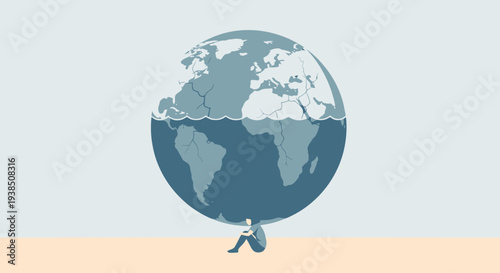 Man carrying the world on his shoulders illustration.
