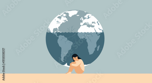 Man Hugging the Earth with Care and Compassion.