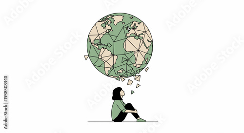 Woman contemplating the world with a thoughtful expression.