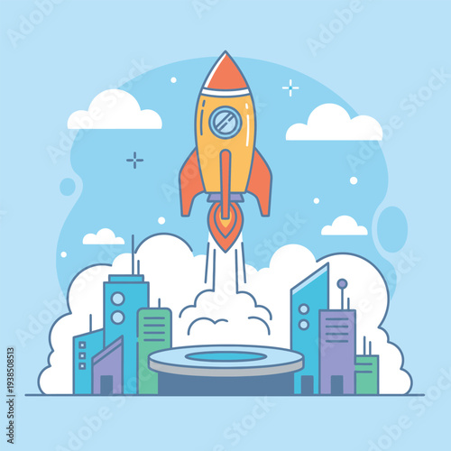 Rocket Launching from City Platform.