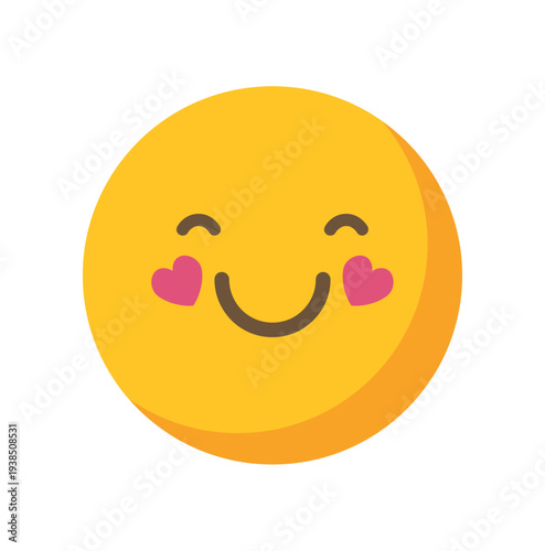 Yellow face emoji expressing love and happiness with heart shaped eyes