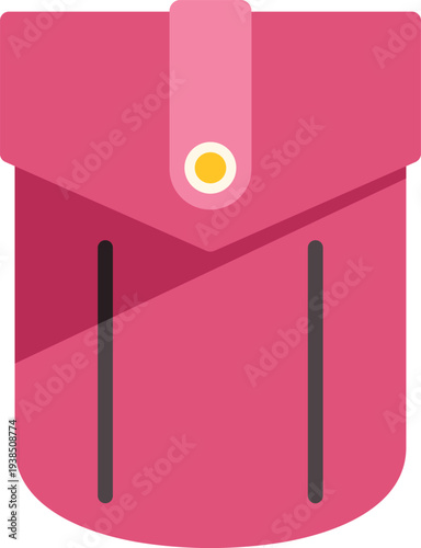 Pink pocket with a flap and button element, representing a clothing detail or pouch