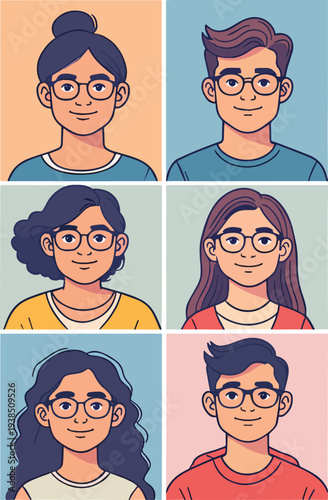 volto avatar  persone  icone uomo donna  ragazzo ragazza vari caratteri icon vettoriale