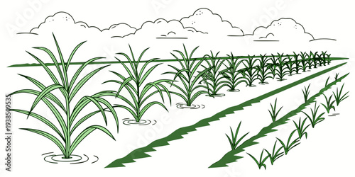 A serene landscape of rolling hills covered in lush green grass under a clear blue sky Vector