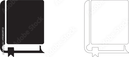 Closed book with a bookmark inside. Editable vector icon.