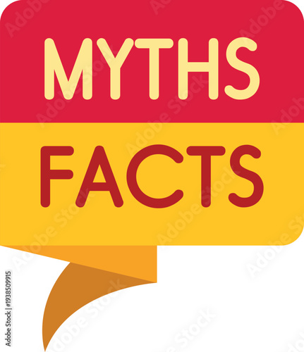 Speech bubble graphic dividing myths information from facts knowledge
