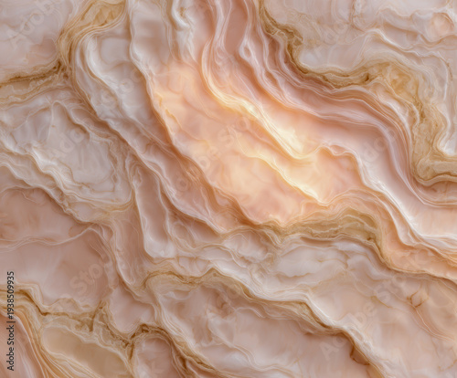 Abstract red and yellow wave pattern with shiny silk texture and gold light design on a liquid satin fabric wallpaper backdrop