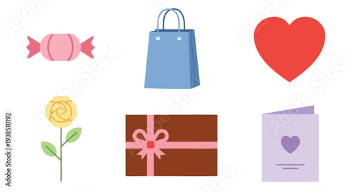 Candy gift bag heart rose and present for romantic occasion