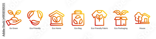 Green Living web banner icon vector illustration with Go Green,Eco Friendly,Eco Home,Eco Bag,Eco Friendly Fabric,Eco Packaging,and House icons supporting sustainable lifestyle choices.