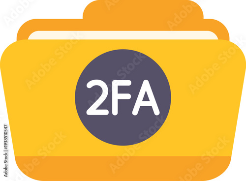 Folder icon featuring 2fa symbol, representing two factor authentication and data security