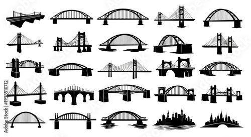 Collection of Diverse Bridge Silhouettes: Architectural Styles and Engineering Marvels
