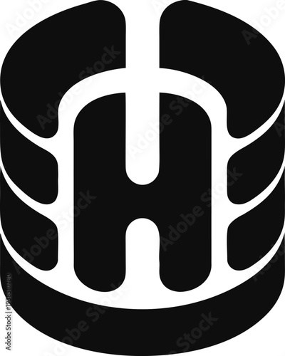 Stylized abstract logo resembling a cylindrical database or data storage symbol Vector