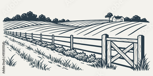 A serene landscape featuring a winding road surrounded by lush trees and rolling hills. Vector