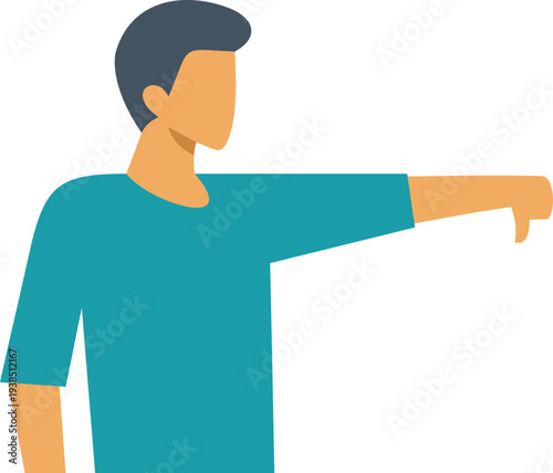 Man showing dislike and negativity with a downward thumb sign