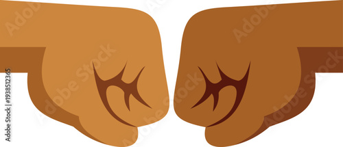 Two dark skinned fists performing a bump gesture, representing friendship and greeting