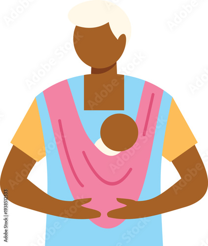 Parent carrying baby in a baby sling, illustrating parental care and bonding