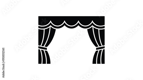 Stage curtain theater icon representing performance stage, drama show opening, entertainment venue symbol and theatrical presentation