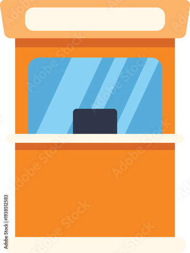 Ticket booth kiosk providing service and information, ready for transactions