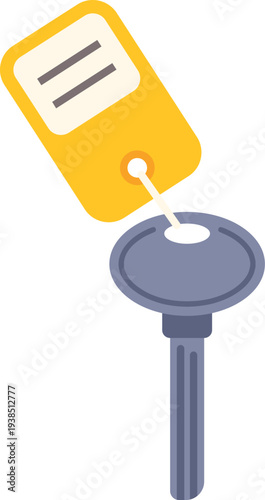 Key and tag together representing security, entry, and ownership