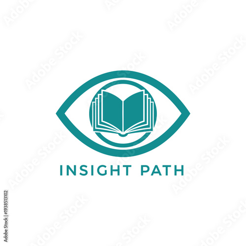 Eye and open book icon logo for educational consulting or knowledge platform Insight Path