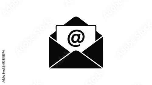 Email envelope with at symbol icon representing digital communication, message sending, contact mail service and internet correspondence