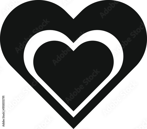Black and white heart symbol showing concept of nested love and affection