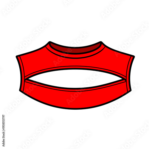 Red cutout neckline top illustration isolated on white background with bold lines and minimalist design