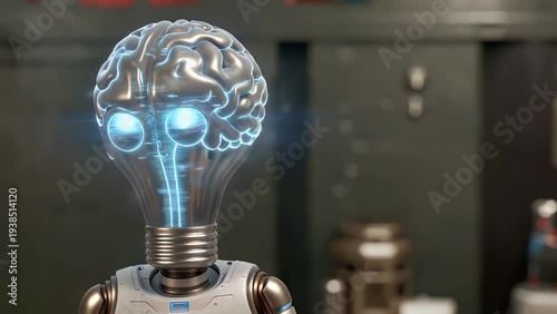 An Artistic Depiction of a Human Brain Formed from the Structure of an Illuminated Electric Light Bulb Signifying Machine Learning and Automated Reasoning