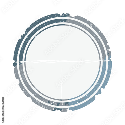 Faded circular badge design isolated on a white background with distressed texture and vintage aesthetic