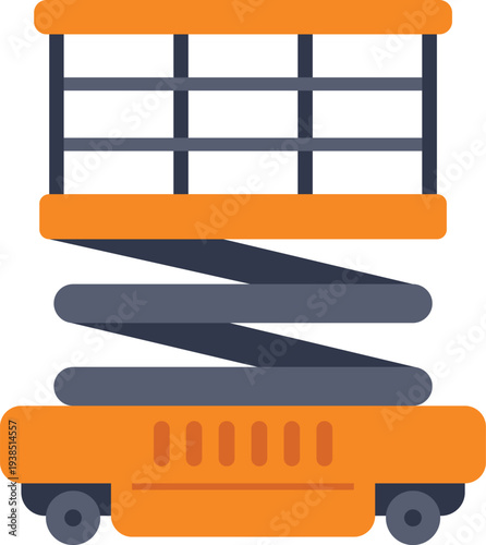 Scissor lift elevating platform providing aerial access for construction work