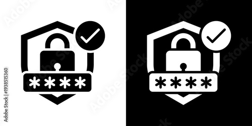 Secure Login Icon Set Vector Collection Isolated In Black And White