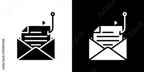 Phishing Attack Icon Set Vector Collection Isolated In Black And White