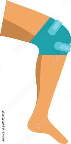 Human leg wearing a knee brace for injury support and care