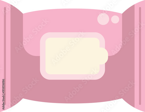Pink package of moist wet wipes for personal care and hygiene