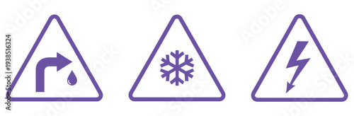 Warning signs for road conditions and weather