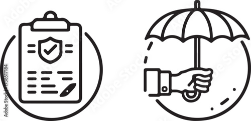 Vector illustration of insurance icons representing safety, protection,
