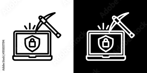 Brute Force Icon Set Vector Collection Isolated In Black And White
