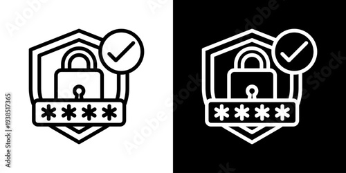 Secure Login Icon Set Vector Collection Isolated In Black And White