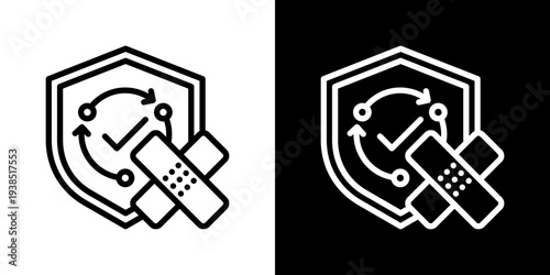 Security Patch Icon Set Vector Collection Isolated In Black And White