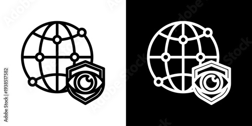 Network Monitoring Icon Set Vector Collection Isolated In Black And White