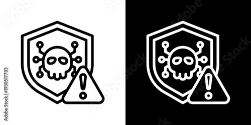 Cyber Threat Icon Set Vector Collection Isolated In Black And White