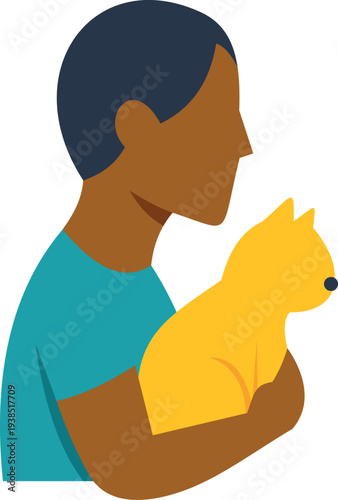 Man holding a yellow cat, representing pet ownership and companionship