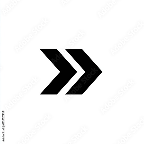 Bold, solid black double chevron pointing right on a white background Free Download Bold, solid black double chevron pointing right on a white background - GFXLoad