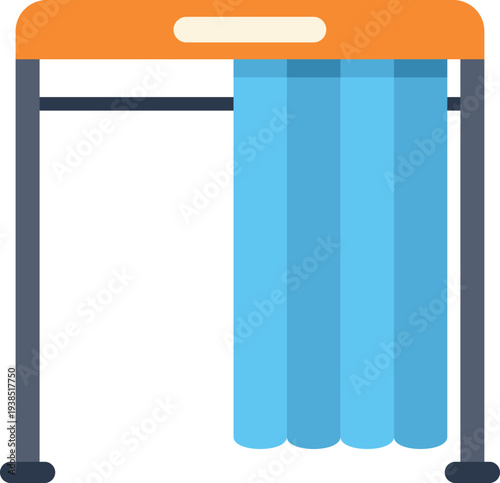 Voting booth with a blue curtain representing privacy and democratic election