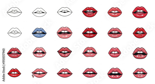 Collection of Diverse and Expressive Lips Illustrations and Photographs.