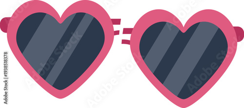 Pink heart shaped sunglasses with dark lenses on a white background