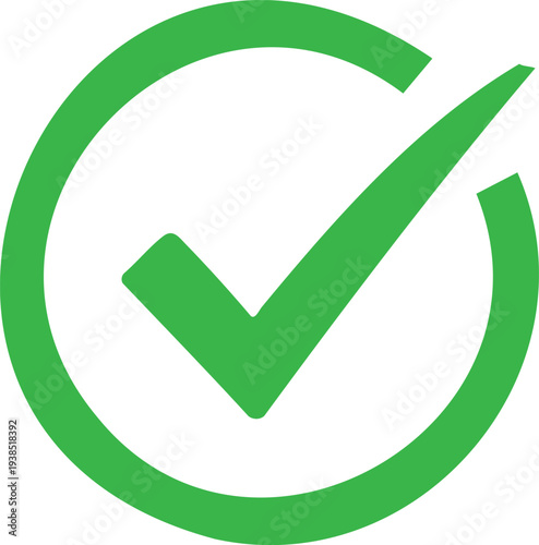 Green circular checkmark with white background circle tick