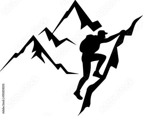 Mountain Hiking Adventure Silhouette Vector