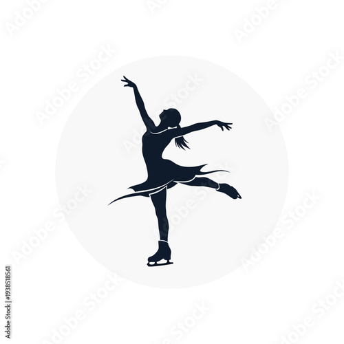 Silhouette of a female ice skater in dynamic pose.