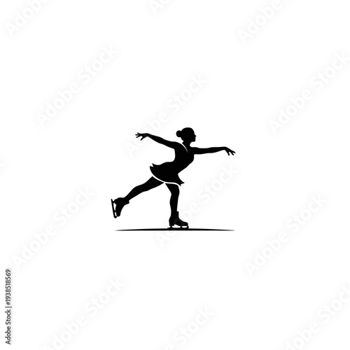 Silhouette of a woman ice skating with elegance and poise on ice.